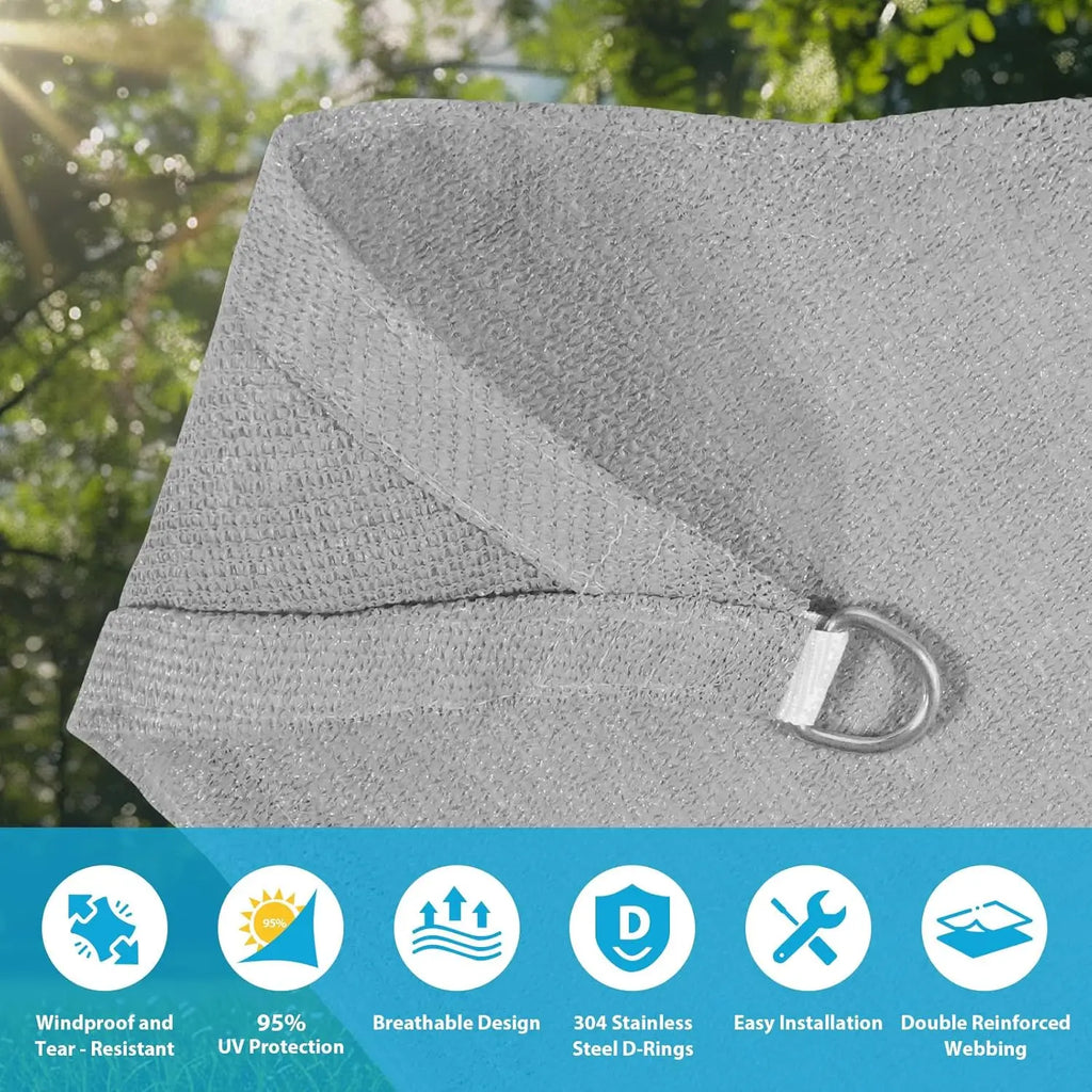 Sun Shade Sail 16'X20' Curved Edge Outdoor Shade Canopy Light Grey Breathable 95% UV Block Shade Cloth for    Garden Backyard
