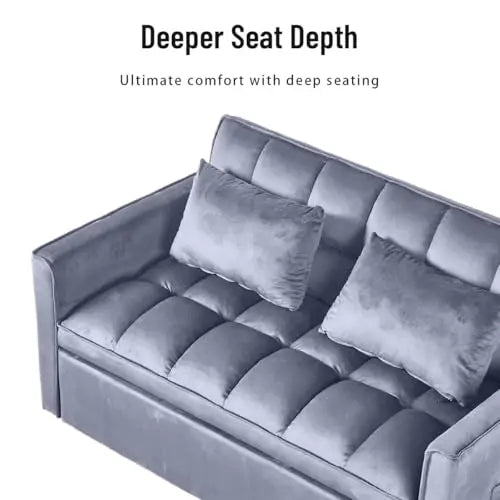 3-In-1 Convertible Sofa Bed With Side Pockets, Corduroy Fabric Loveseat Sleeper For Living Room, Dark Gray