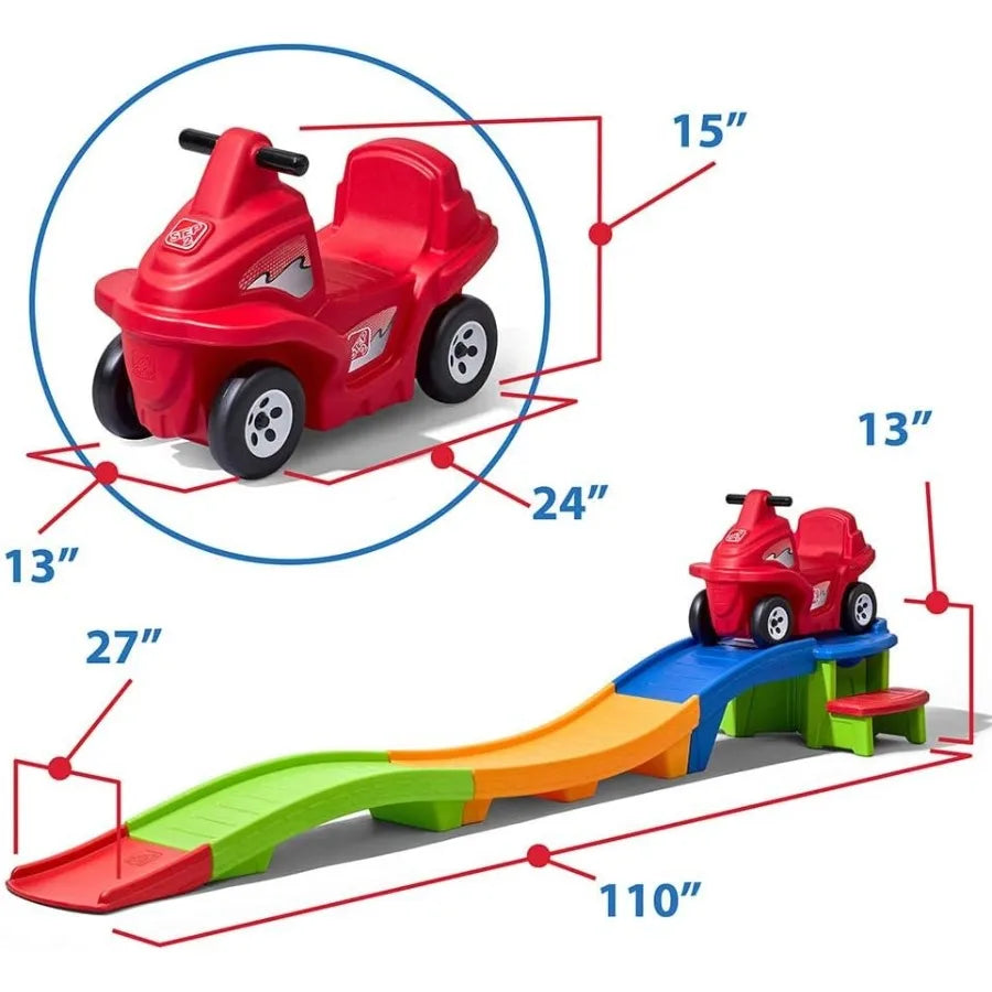 Up & Down Roller Coaster Kids Ride On Toy, Push Car, Indoor/Outdoor Playset, Made of Durable Plastic, Max Weight 50 lbs., For To