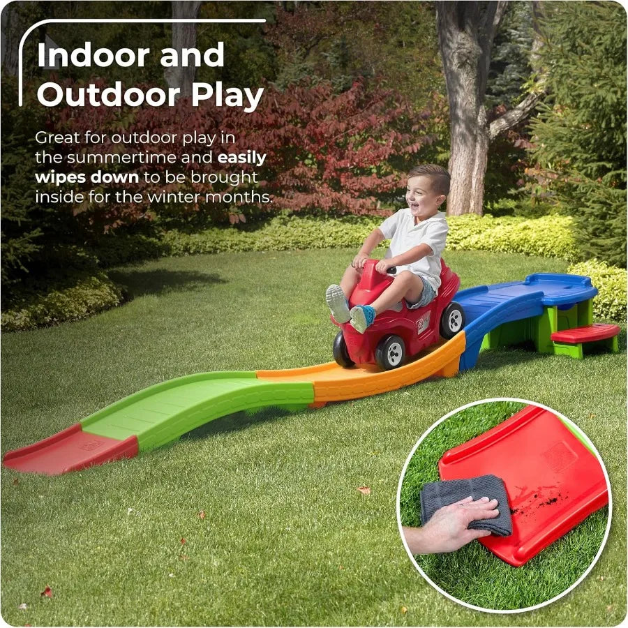 Up & Down Roller Coaster Kids Ride On Toy, Push Car, Indoor/Outdoor Playset, Made of Durable Plastic, Max Weight 50 lbs., For To
