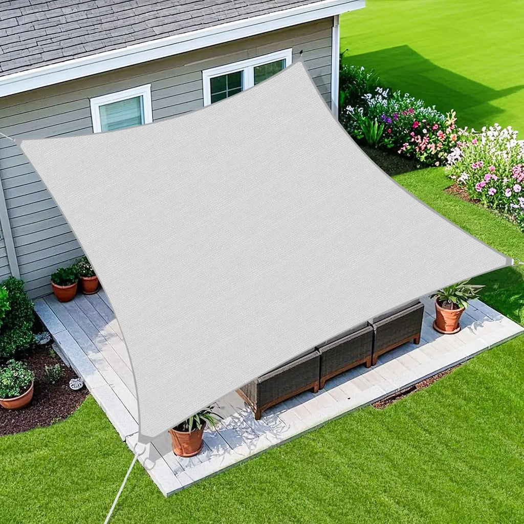 Sun Shade Sail 16'X20' Curved Edge Outdoor Shade Canopy Light Grey Breathable 95% UV Block Shade Cloth for    Garden Backyard