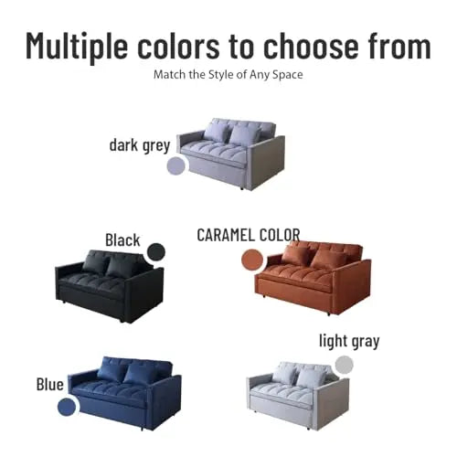3-In-1 Convertible Sofa Bed With Side Pockets, Corduroy Fabric Loveseat Sleeper For Living Room, Dark Gray