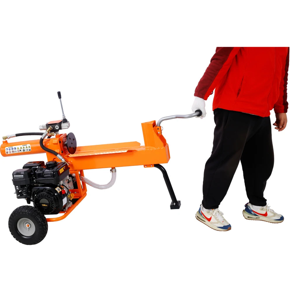 20 Ton Auto Return Log Splitter with 7HP Engine Gear Pump, Full Beam Steel Wedge Firewood Splitting Machine for Forestry Firewood Processing