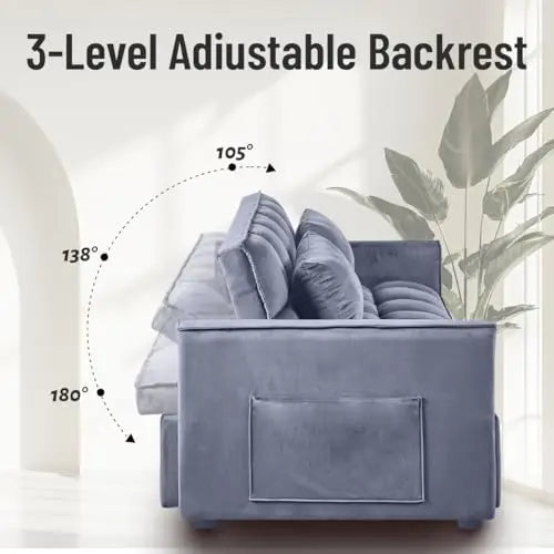 3-In-1 Convertible Sofa Bed With Side Pockets, Corduroy Fabric Loveseat Sleeper For Living Room, Dark Gray