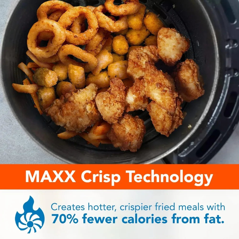 7 QT Air Fryer Oven, Extra Hot Air Fry Technology, 5-in-1 Presets, Nonstick Basket, Healthy Cooking with Less Fat, Black
