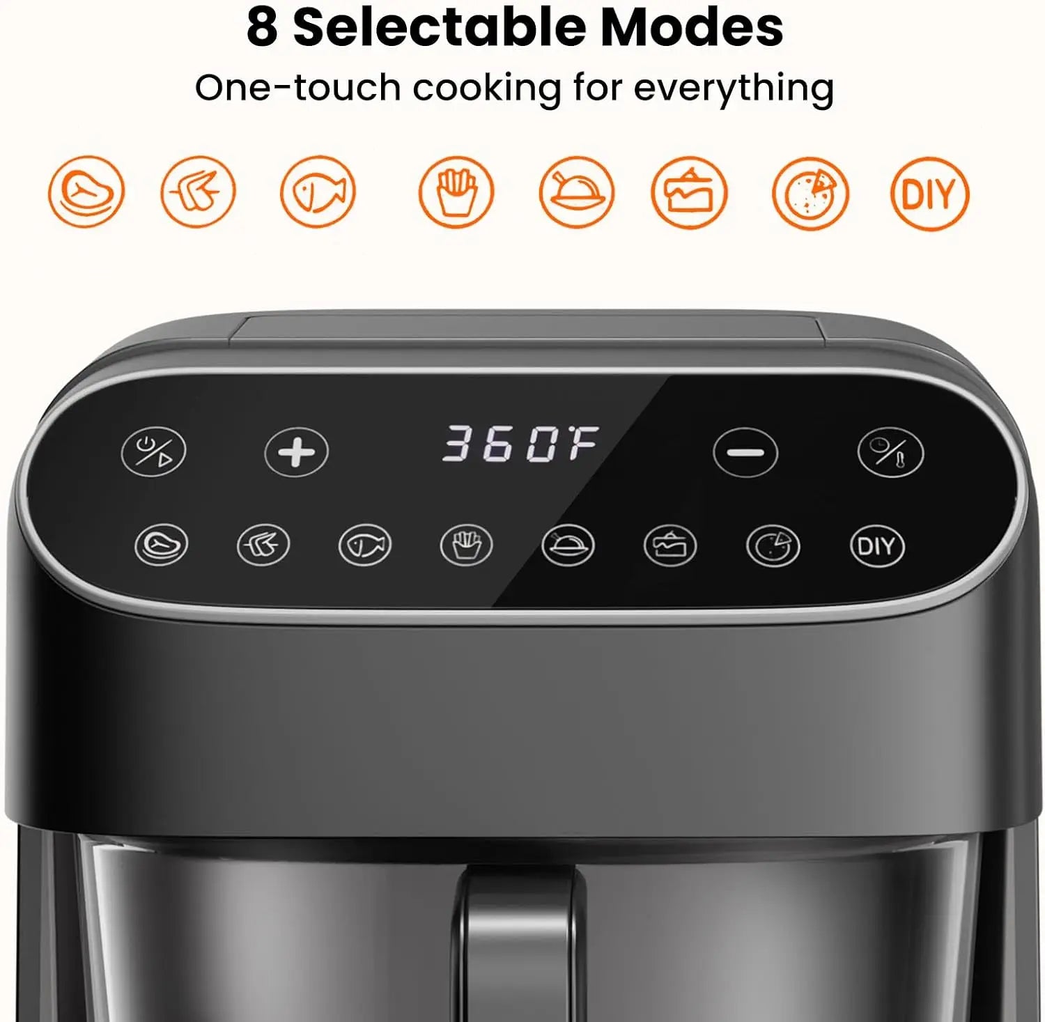 5-Quart Glass Air Fryer with 360° Visible Basket, Food-Grade Stainless Steel Rack, PFAS-Free, Non-Toxic & Coating-Free Design, 8