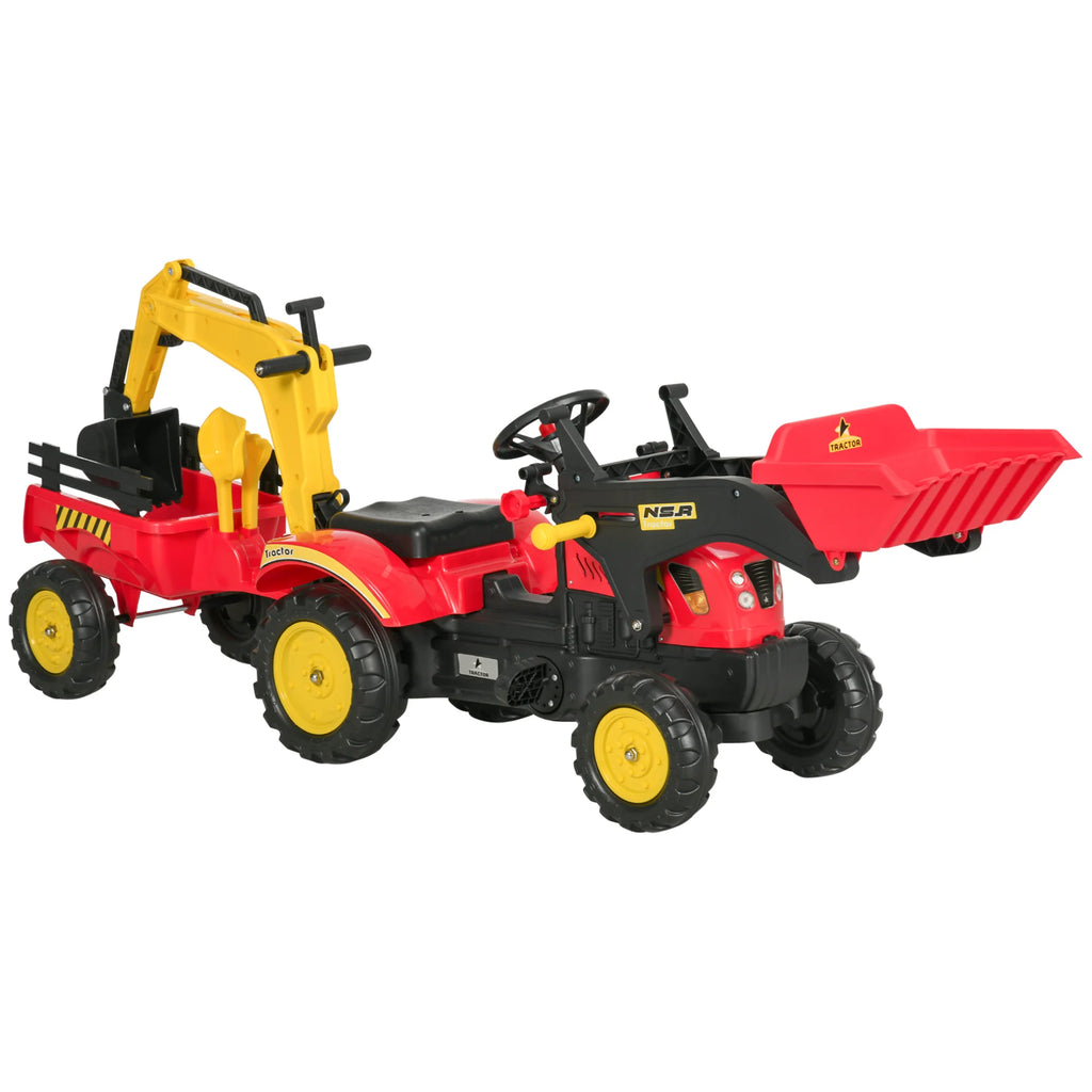 Kids Ride on Electric Tractor LED Lights Storage for Kids Yellow