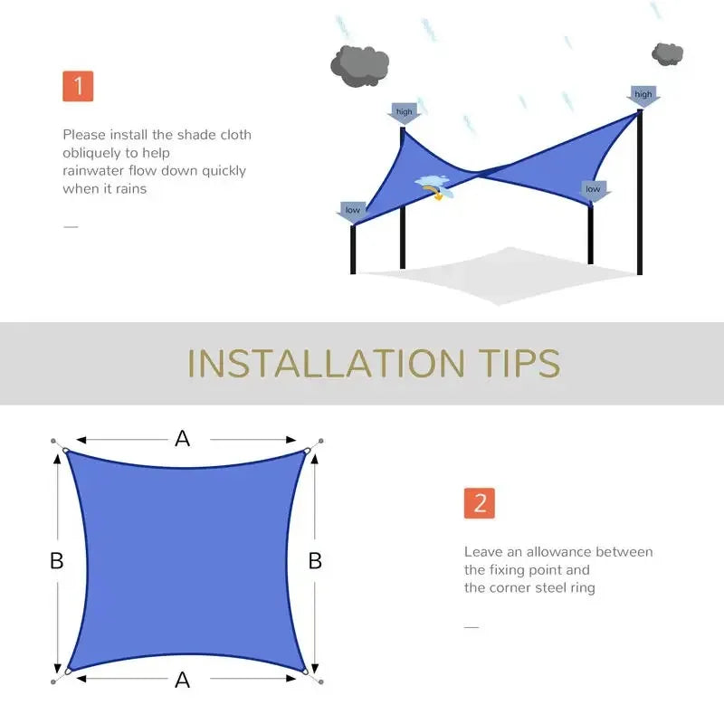 16' x 20' Sun Shade Sail Canopy Outdoor Shade Sail Cloth for Patio Deck Yard with D-Rings and Rope Included, Blue