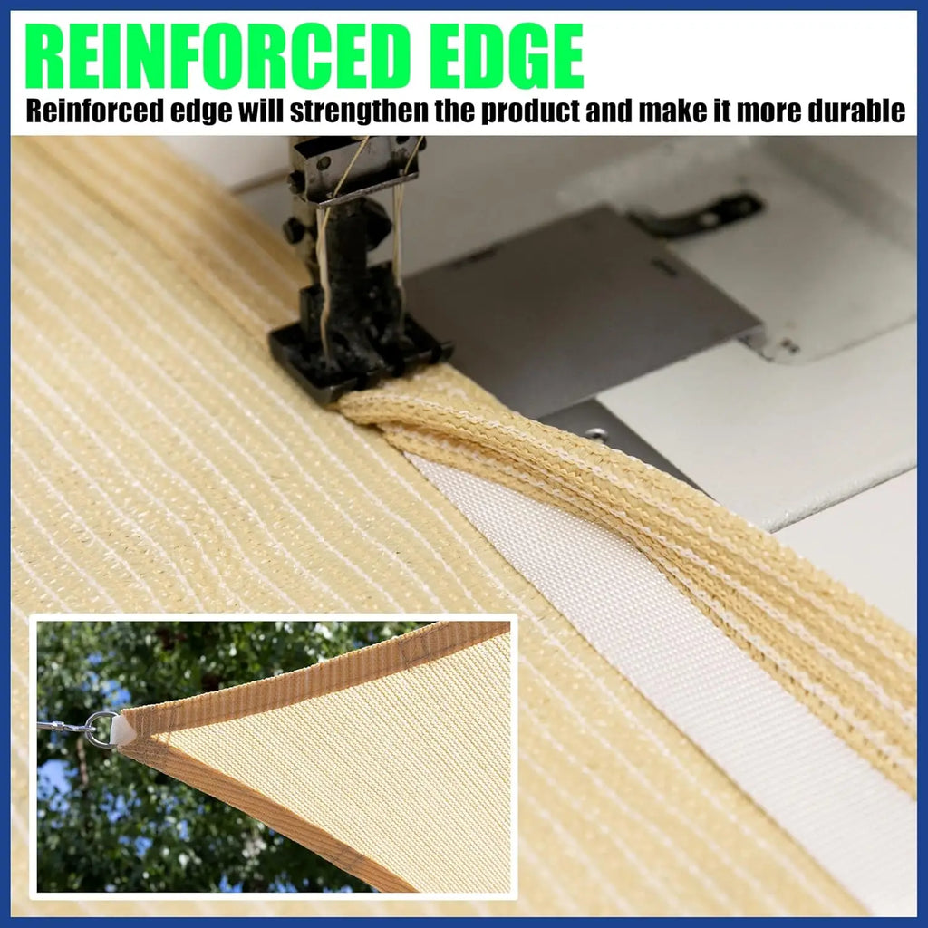 16' x 20' Beige Sun Shade Sail Rec  le Canopy Fabric Cloth Screen, Water and Air Permeable & UV Resistant, Heavy Duty, Carpor