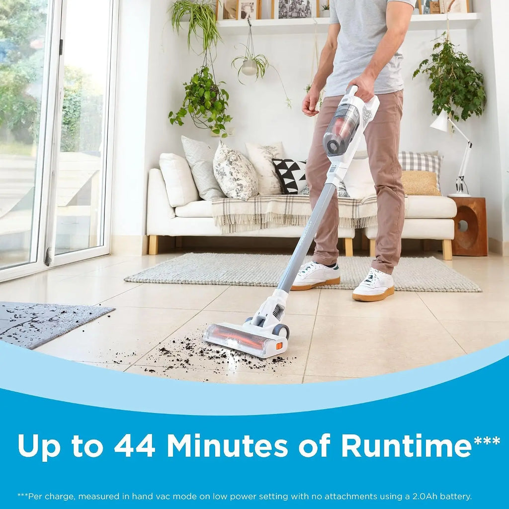 20V MAX Cordless Stick Vacuum Cleaner with LED Floor Lights, Bagless, Lightweight, Up to 44 Minutes Runtime, Powerful Suction, Gray