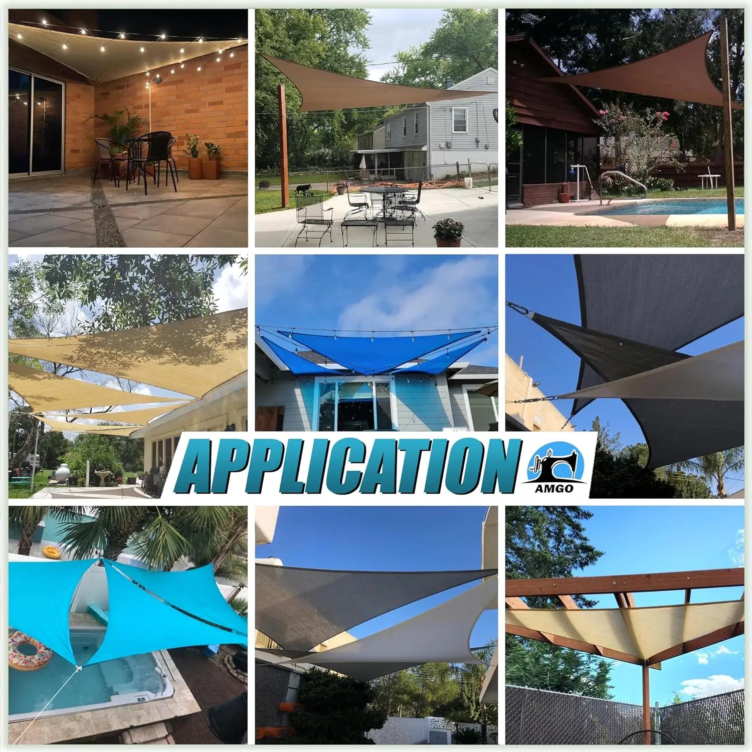 22' x 22' x 22' Beige Triangle Sun Shade Sail Outdoor Canopy Awning, UPF50+ AGTAPT22, 95% UV Blockage, Water & Air Permeable,