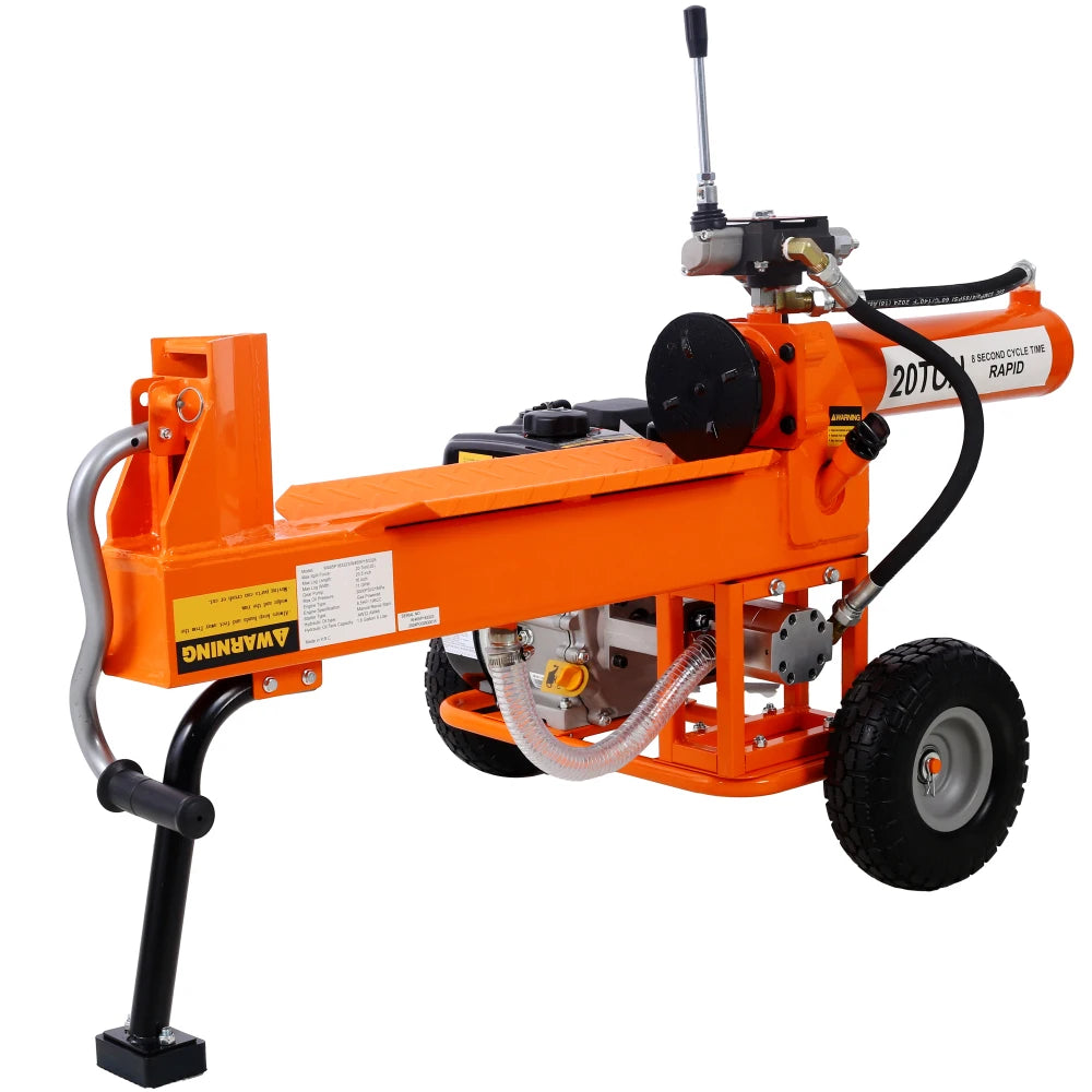 20 Ton Auto Return Log Splitter with 7HP Engine Gear Pump, Full Beam Steel Wedge Firewood Splitting Machine for Forestry Firewood Processing