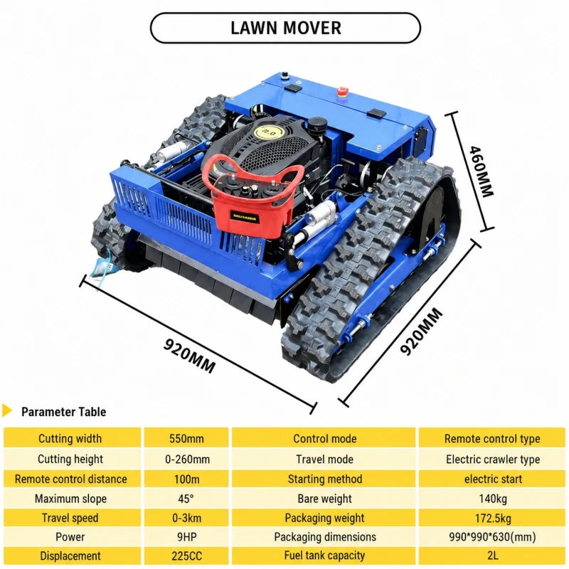 Smart Remote Start Lawn Mower,Efficient,Intelligent Lawn Mower for Weeding,Zero-Turn Lawn Mover,Cutter for Steep Slopes Mower