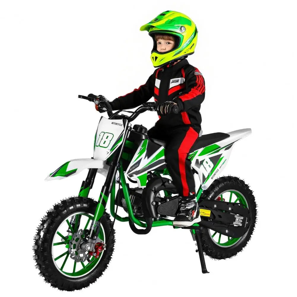 49cc 2-Stroke Kids Dirt Bike, Petrol Power Motocross, Off Road Mini Motorcycle, Pocket Motorbike With Front Rear Disc Brakes
