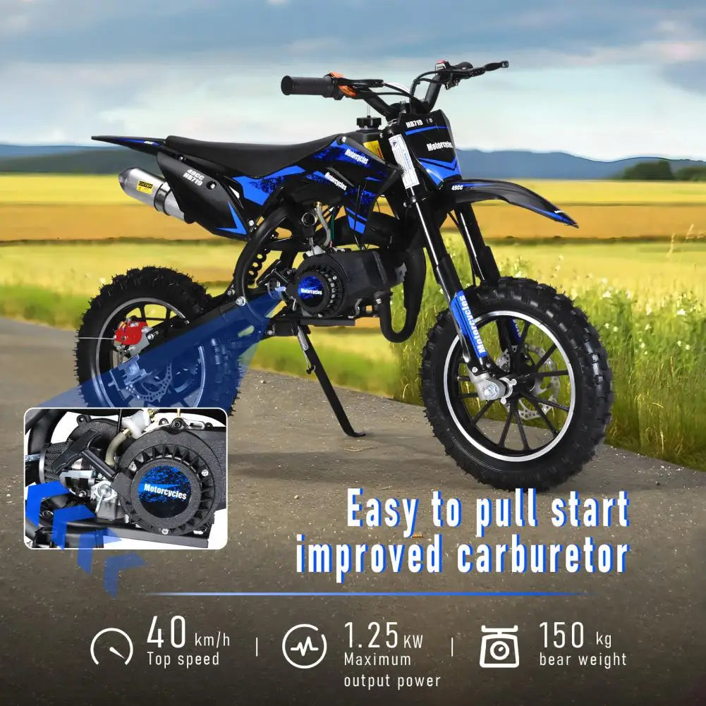 Mini Motorcycle, 49CC 2-Stroke Gas Powered Mini Kid Dirt Bike With Off-Rode Tire, Front Rear Disc Brakes Mini Off-Road Bike