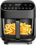 5-Quart Glass Air Fryer with 360° Visible Basket, Food-Grade Stainless Steel Rack, PFAS-Free, Non-Toxic & Coating-Free Design, 8