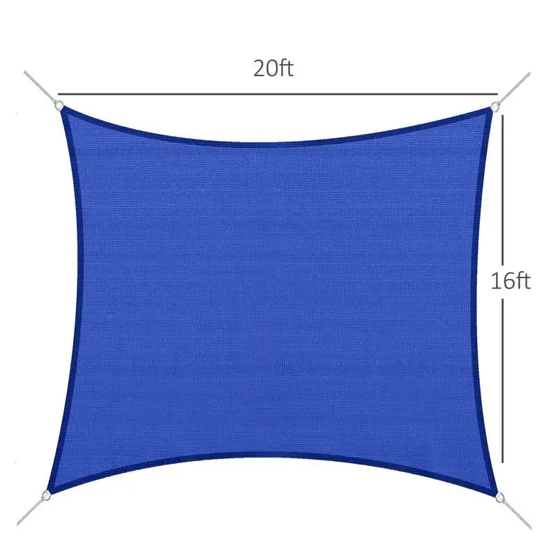 16' x 20' Sun Shade Sail Canopy Outdoor Shade Sail Cloth for Patio Deck Yard with D-Rings and Rope Included, Blue