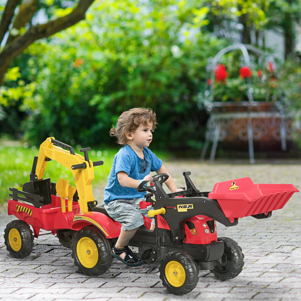 Kids Ride on Electric Tractor LED Lights Storage for Kids Yellow