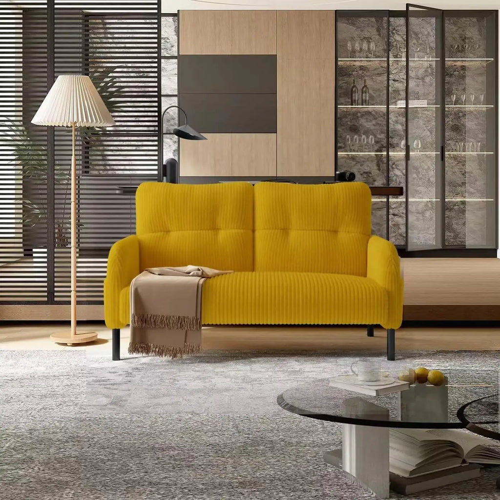 26 Inch Corduroy Single Sofa Chair With Side Pockets High Resilience Cushion Modern Ergonomic Living Room Accent Chair