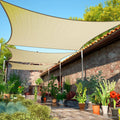 16' x 20' Beige Sun Shade Sail Rec  le Canopy Fabric Cloth Screen, Water and Air Permeable & UV Resistant, Heavy Duty, Carpor