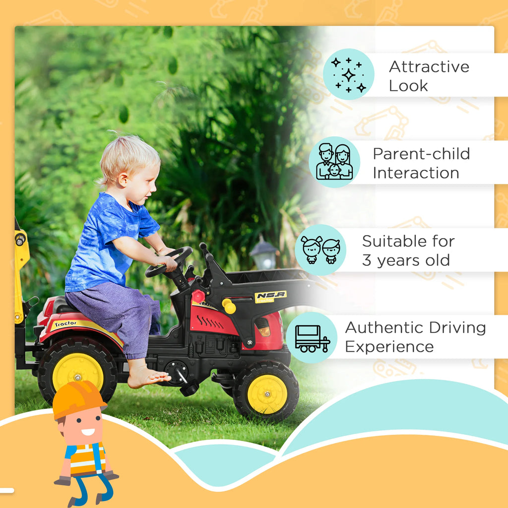 Kids Ride on Electric Tractor LED Lights Storage for Kids Yellow