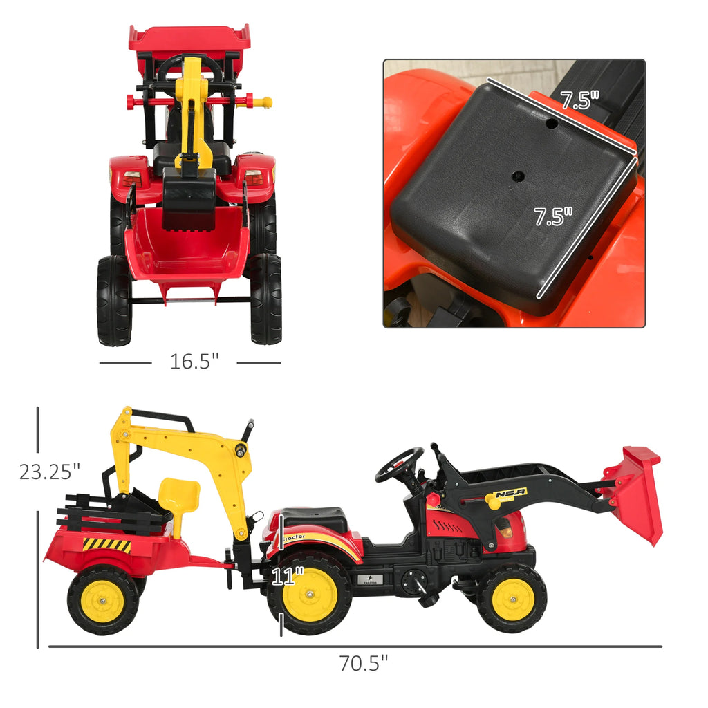 Kids Ride on Electric Tractor LED Lights Storage for Kids Yellow