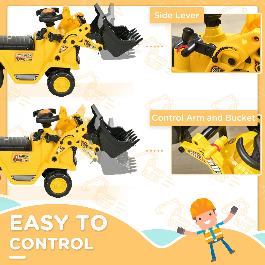 Kids Ride on Electric Tractor Storage Yellow, Anti-Slip Wheels, Comfort Seat, Safety Belt, Indoor Outdoor Play Gift, Toddlers