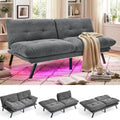 Modern 70-Inch Convertible Futon Couch With Adjustable Backrest, Armrests, And Multi-Position Folding Design For Living Room Or