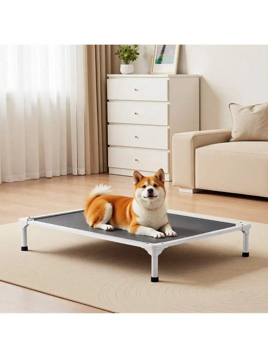 Elevated Dog Bed For Large Dogs, Portable Raised Dog Cot With Steel Metal Frame And Breathable Teslin Mesh, Indoor & Outdoor