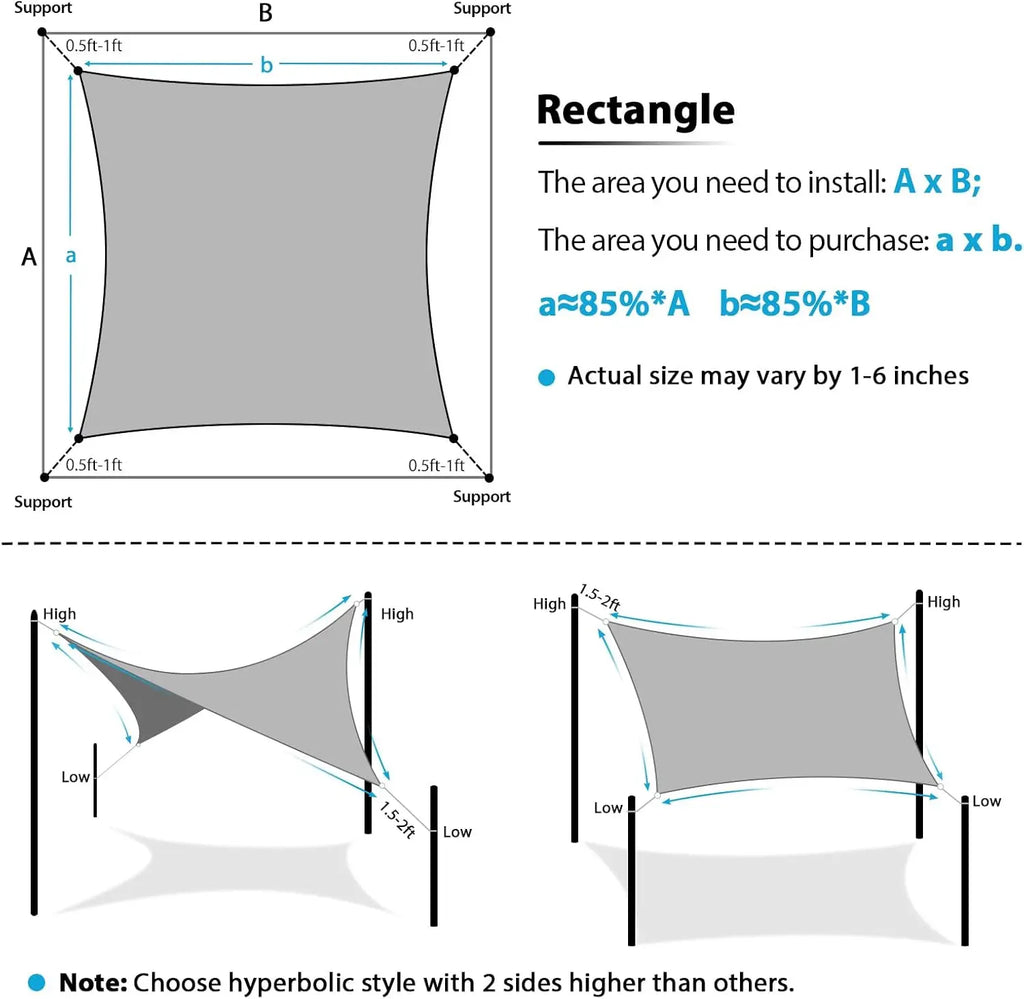 Sun Shade Sail 16'X20' Curved Edge Outdoor Shade Canopy Light Grey Breathable 95% UV Block Shade Cloth for    Garden Backyard