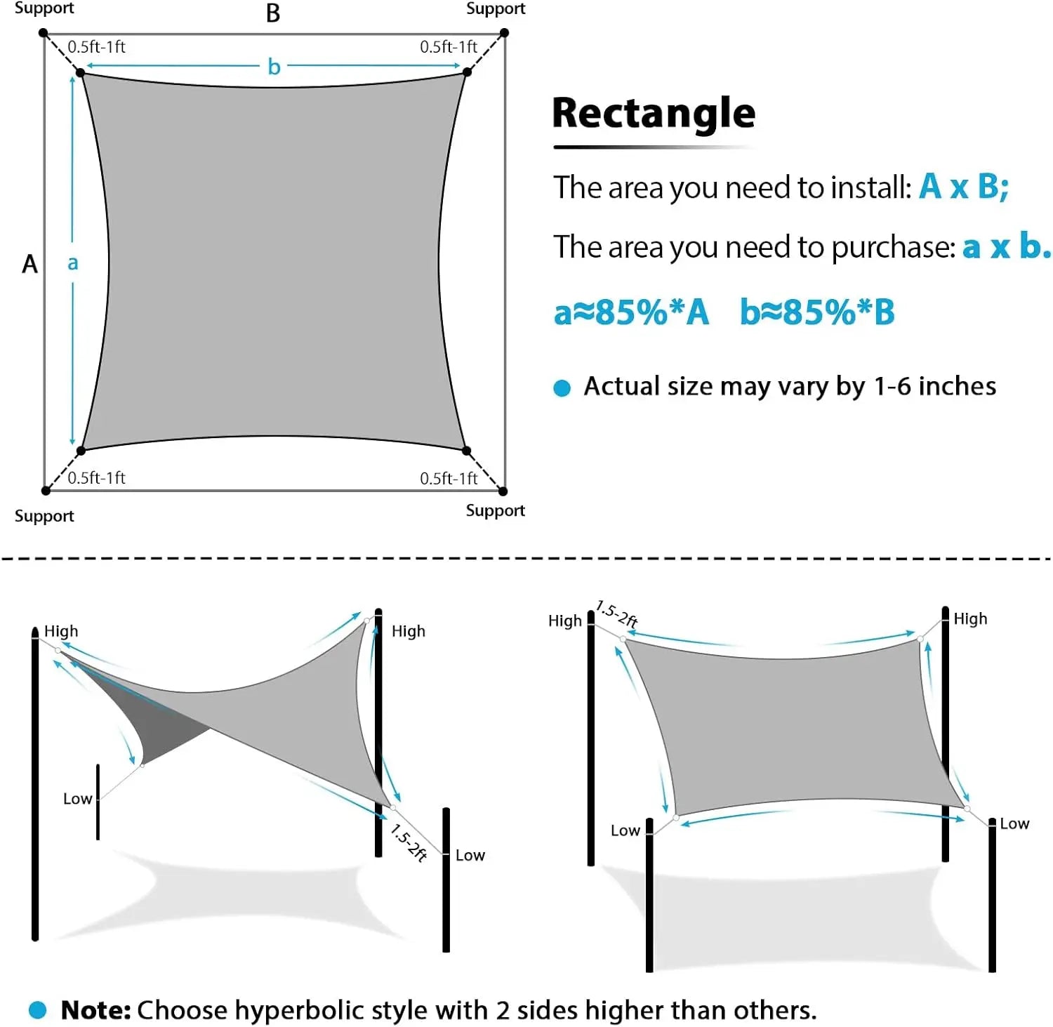 Sun Shade Sail 16'X20' Curved Edge Outdoor Shade Canopy Light Grey Breathable 95% UV Block Shade Cloth for    Garden Backyard