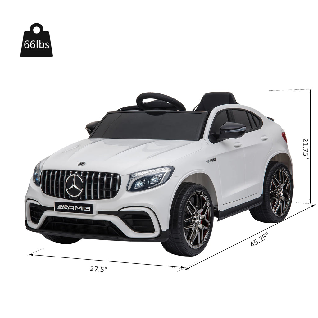 12V Kids Ride on Electric Car with Parent Remote Control Suspension LED Lights Music Player for Kids White