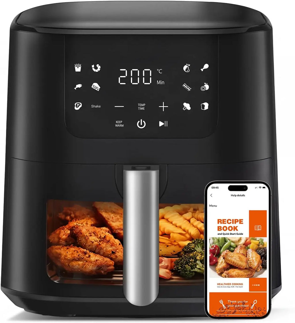 Air Fryer 8-in-1 with 5.5 QT Capacity,180°-450°F Precision Heating, AirFry, Roast, Broil, Reheats,Dehydrates, Easy-View Win