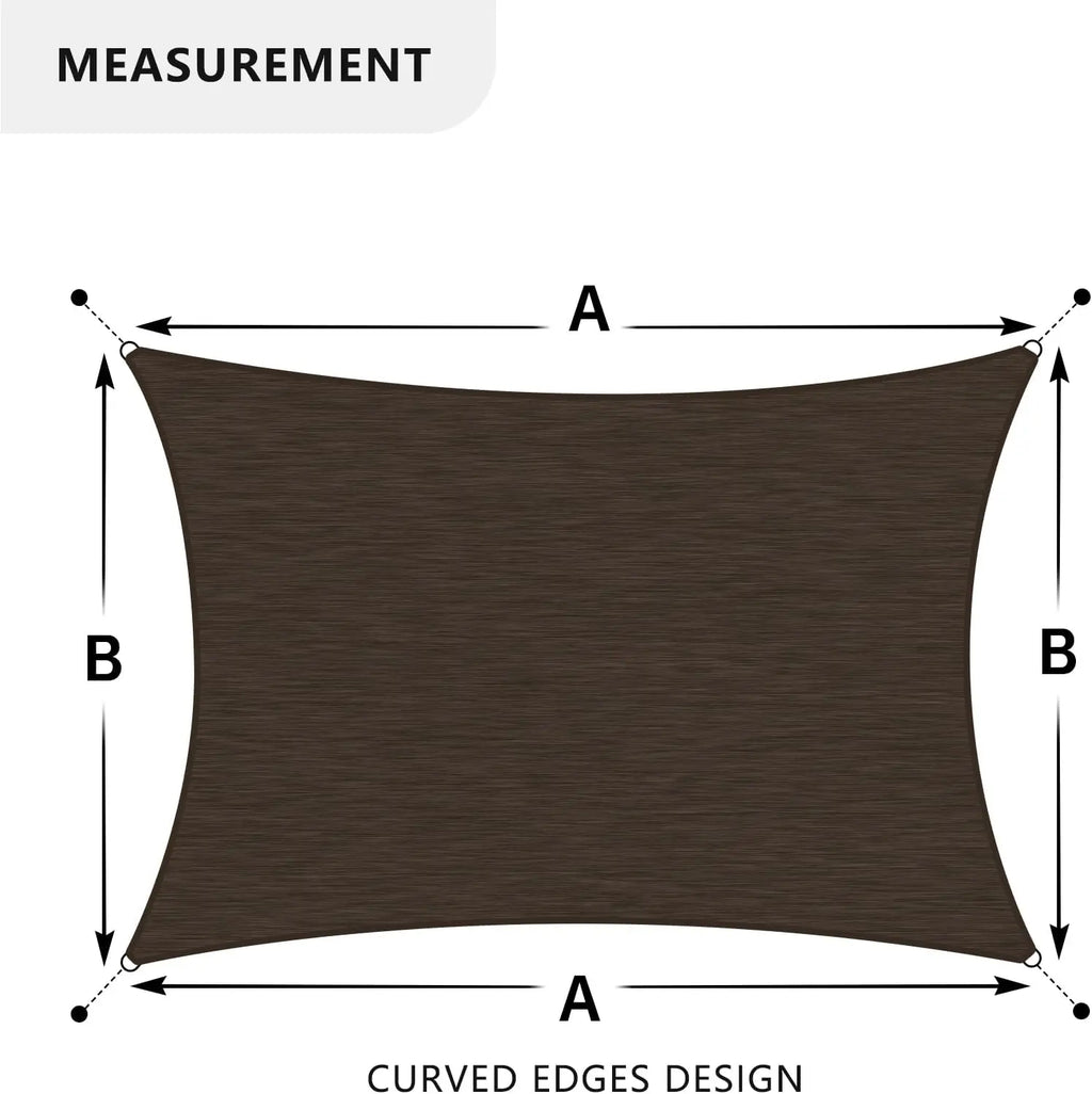 Polyethylene Sun Shade Sail, Heavy Duty Commercial Grade Rectangle Canopy For Backyard Patio Outdoor Deck And Garden, Durable UV Protection Breathable Awning Cover, Brown Single Pack