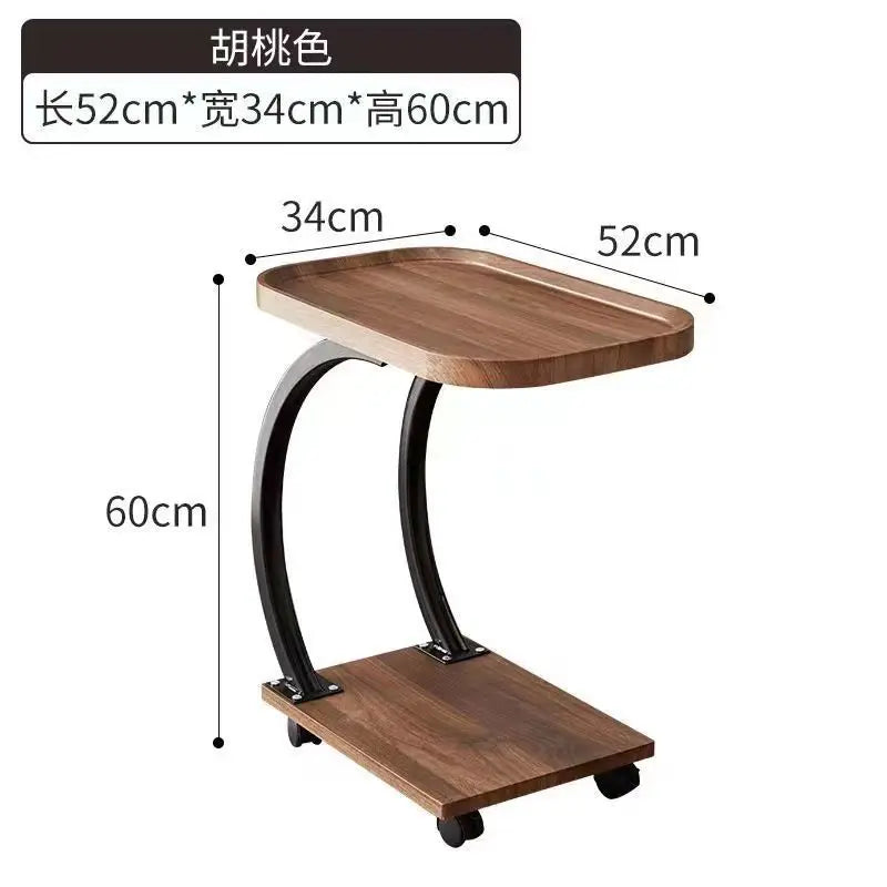 Two-Tier Wooden Rolling Bar Serving Cart | Hotel Restaurant Mobile Tea Cake Dessert Trolley