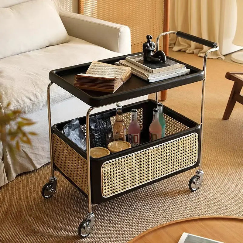 Heavy Duty Stainless Steel Hotel Bellman Luggage Cart | 40KG Load Quiet Wheel Tea Serving Trolley Commercial