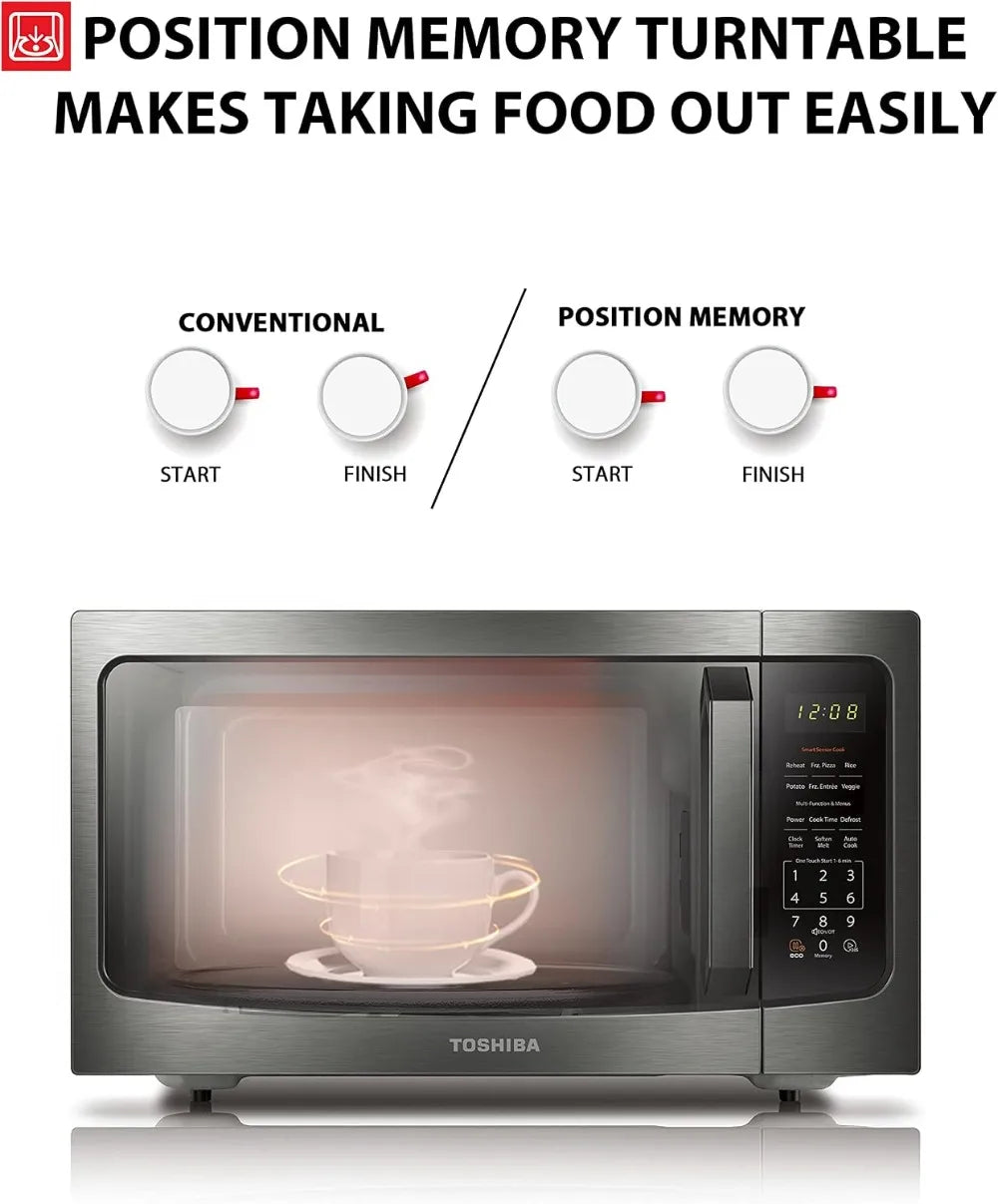 1200W 1.6 Cu.ft Countertop Microwave with Sensor Cooking, Position Memory Turntable, Sound On/Off, Black Stainless Steel