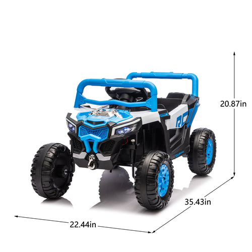 12V Kids Ride on UTV with Parent Remote Control Suspension Anti-slip Wheels LED Lights Music Player Swing Function for Kids Blue