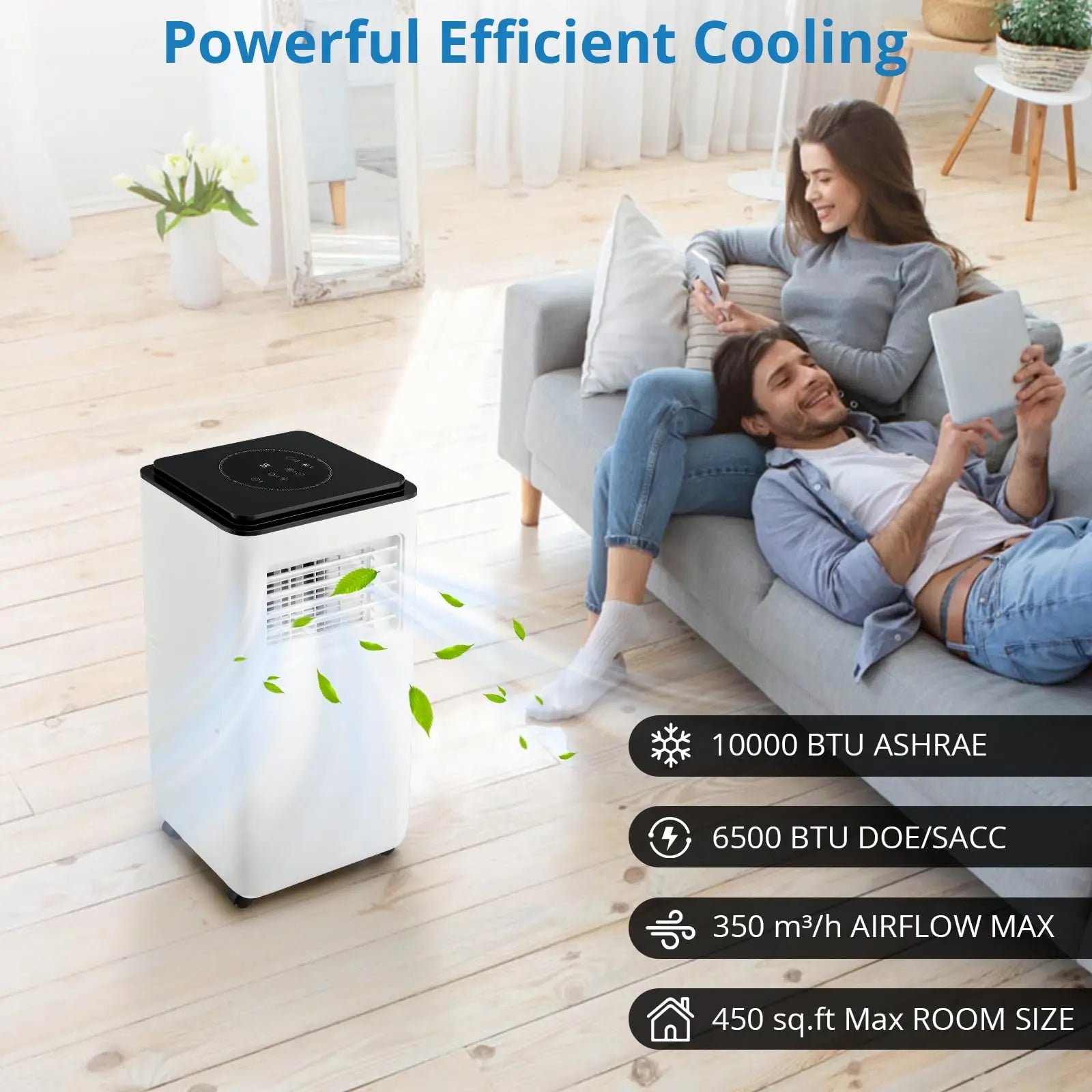 Portable Air Conditioners with Remote Control, 10000 BTU Portable AC Unit Built-in Cool, Dry, Fan Modes, for Room, Dorm, Office,24H Timer Function, Cools Room up to 450 Sq. ft, White