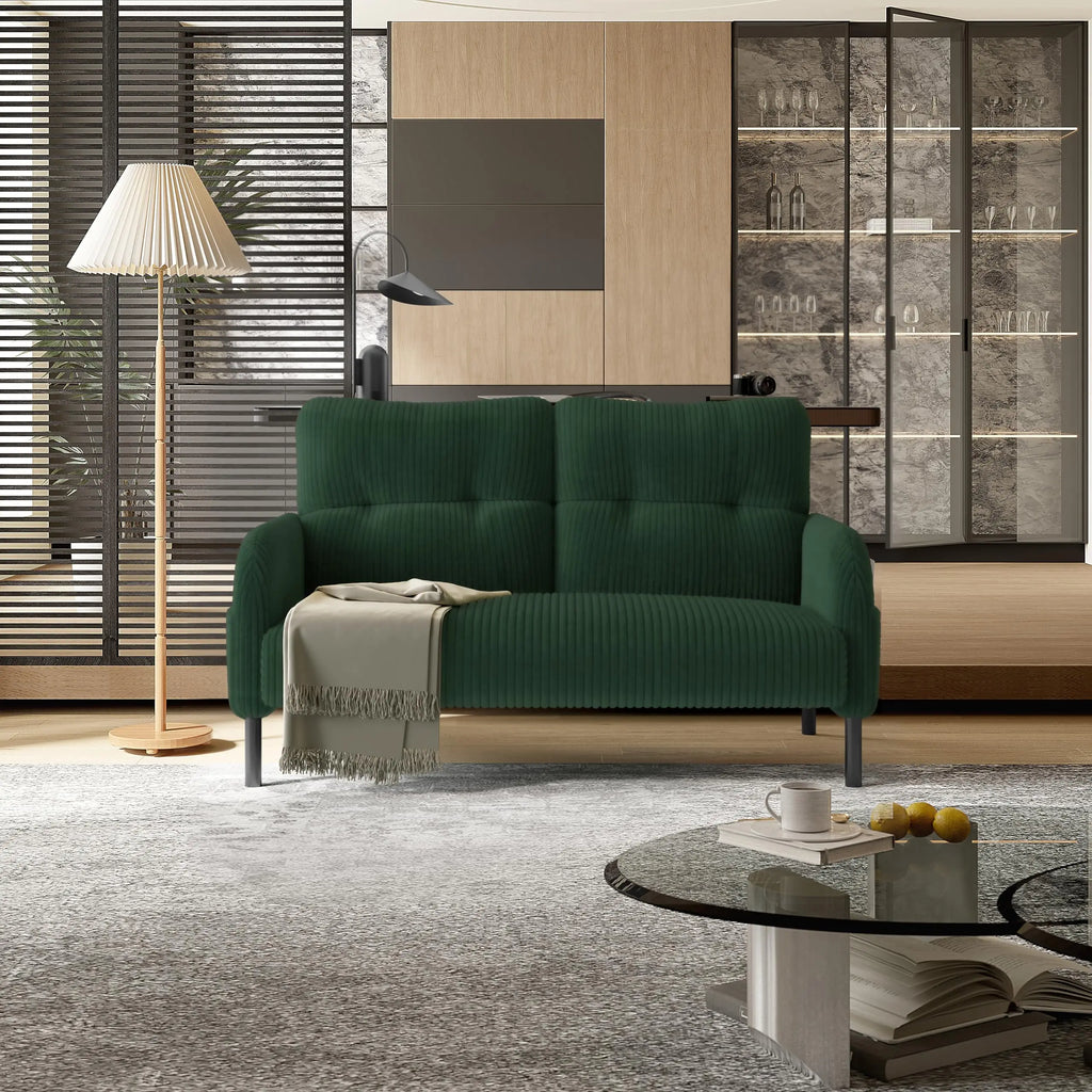 26 Inch Corduroy Single Sofa Chair With Side Pockets High Resilience Cushion Modern Ergonomic Living Room Accent Chair