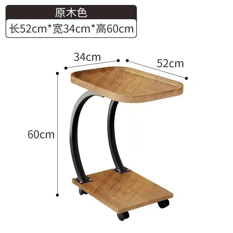 Two-Tier Wooden Rolling Bar Serving Cart | Hotel Restaurant Mobile Tea Cake Dessert Trolley