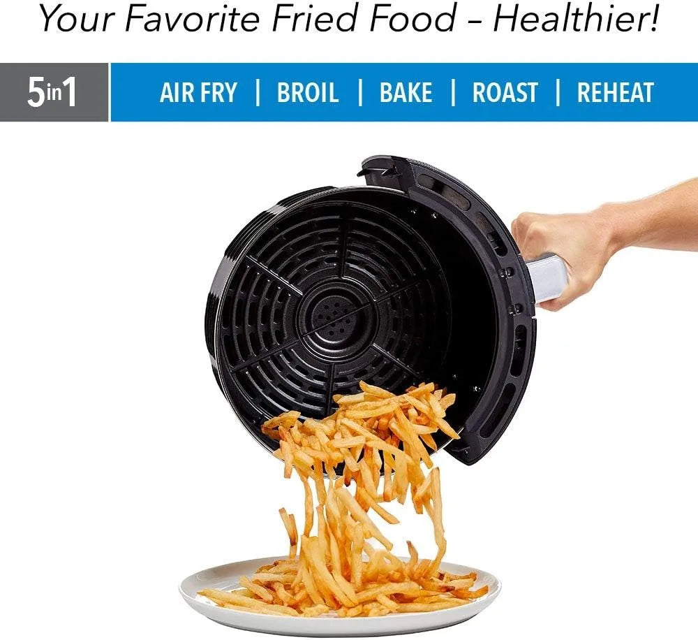 7 QT Air Fryer Oven, Extra Hot Air Fry Technology, 5-in-1 Presets, Nonstick Basket, Healthy Cooking with Less Fat, Black