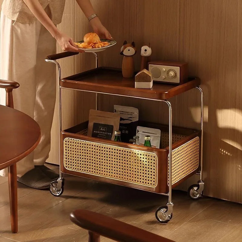 Heavy Duty Stainless Steel Hotel Bellman Luggage Cart | 40KG Load Quiet Wheel Tea Serving Trolley Commercial