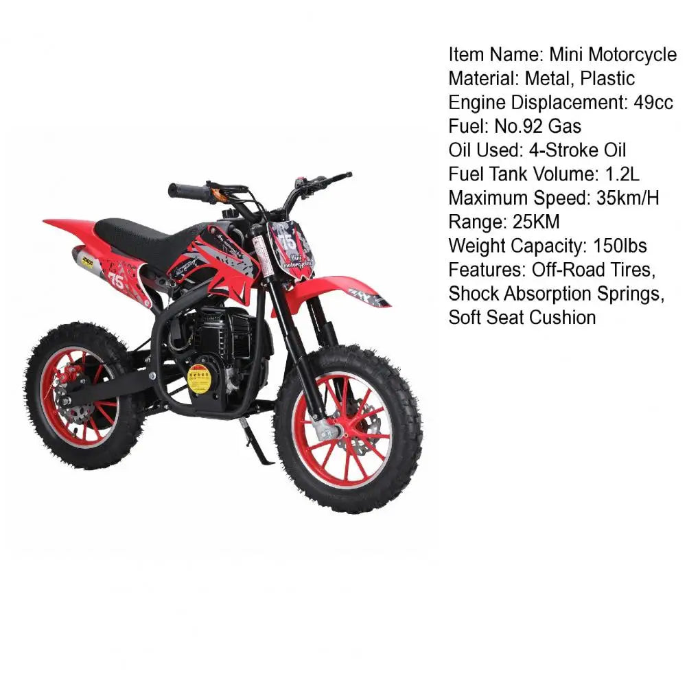 49cc 4-Stroke Kids Dirt Bike Gas Power Motocross Mountain Off Road Mini Motorcycle Children Pocket Motorbike With Disc Brakes