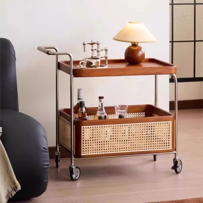 Heavy Duty Stainless Steel Hotel Bellman Luggage Cart | 40KG Load Quiet Wheel Tea Serving Trolley Commercial