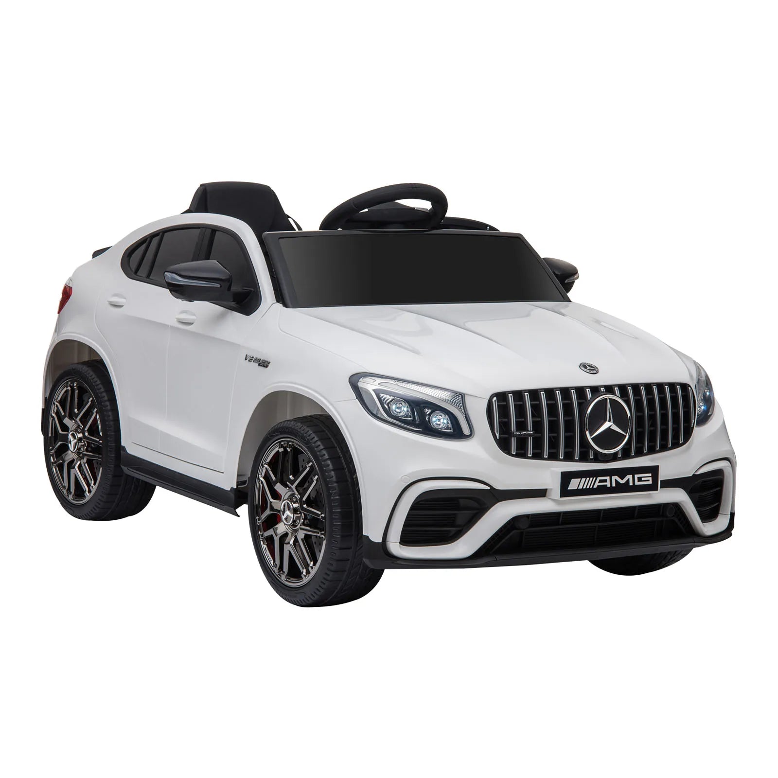 12V Kids Ride on Electric Car with Parent Remote Control Suspension LED Lights Music Player for Kids White