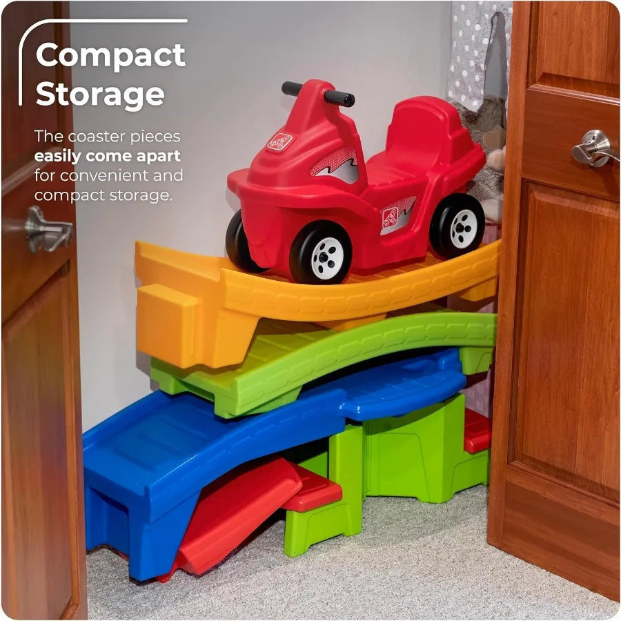 Up & Down Roller Coaster Kids Ride On Toy, Push Car, Indoor/Outdoor Playset, Made of Durable Plastic, Max Weight 50 lbs., For To