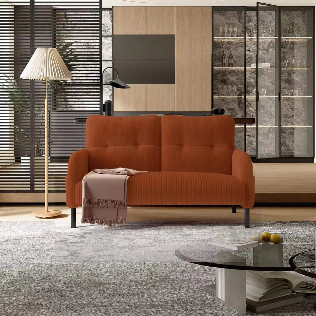 26 Inch Corduroy Single Sofa Chair With Side Pockets High Resilience Cushion Modern Ergonomic Living Room Accent Chair