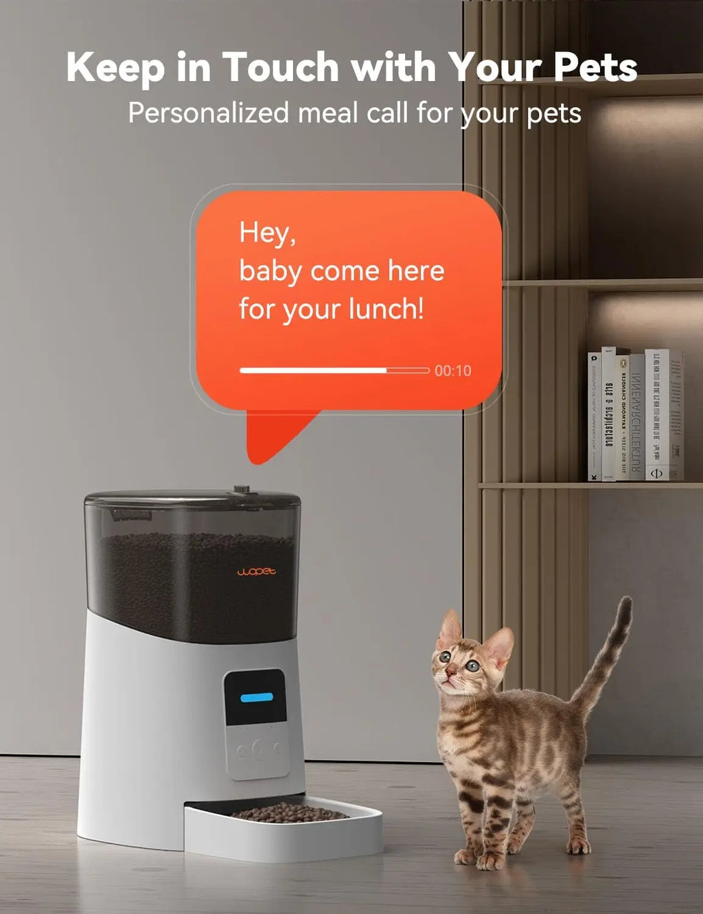 Automatic Cat Feeder, WiFi Pet Feeder with App Control, Voice Recorder, Low Food Sensor, Up to 15 Meals/Day, 6L Capacity