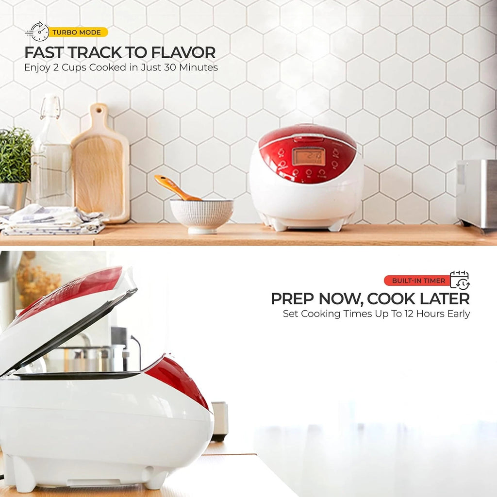 Electric Rice Cooker with 6 Cup, Rice Cooker, Steamer, Fuzzy Logic, Keep Warm - Ideal for Family Cooking, Travel and ...